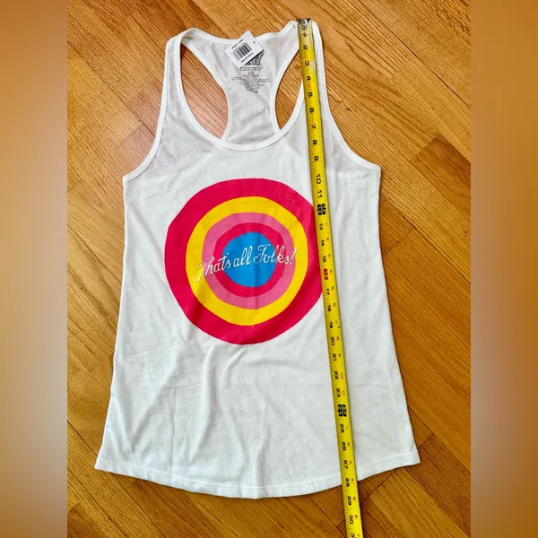 Looney Tunes Women’s Racerback Tank Top Colorful Bullseye That’s All Folks Sz L - Image 7