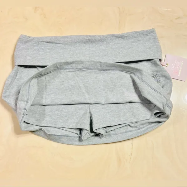 🎀PINK x LoveShackFancy Foldover Cotton Mini Skirt / Skort Bling Logo Preppy M - Image 7