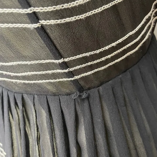 Anthropologie Hitherto Silk Dress Stripes Retro Sleeveless Fit‎ and Flare Black - Image 16