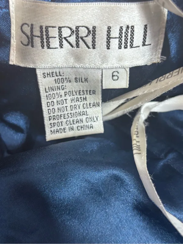 Sherri Hill 8413 navy blue Mini prom strapless Dress beaded sequins 100% silk 6 - Image 9