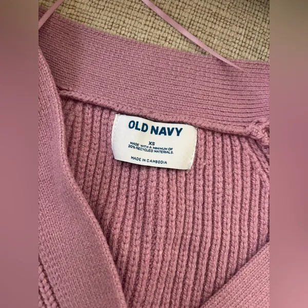 Old Navy XS Lilac Cotton Button Up Cardigan Sweater - Image 8