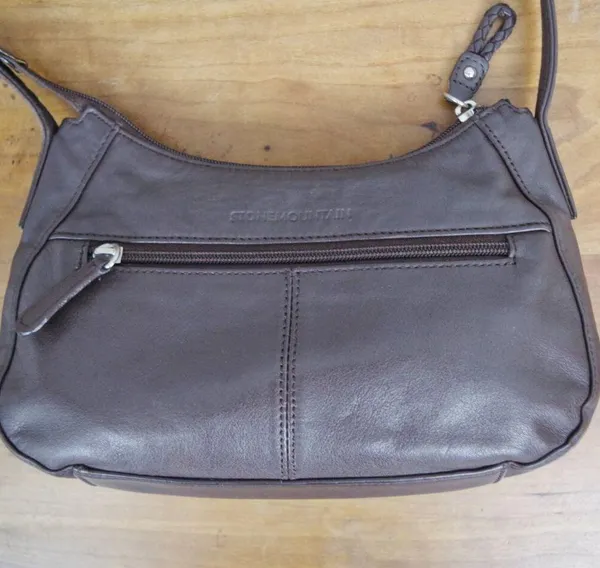 Stone Mountain Small Brown Leather Shoulder Bag Purse - Image 2