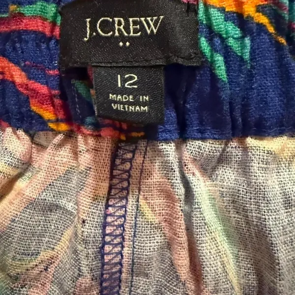 J. Crew Blue Painterly Bloom Linen-Blend High Waist Pleated Shorts size 12 - Image 5