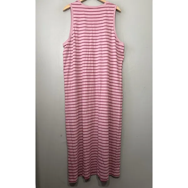 Pact Maxi Tank Dress Size XL Purple Striped Organic Cotton Tee Shirt Knit Casual - Image 6