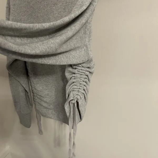 Aerie Women's‎ Hoodie Sweatshirt Draw String Scrunched Side Gray Size XS - Image 5