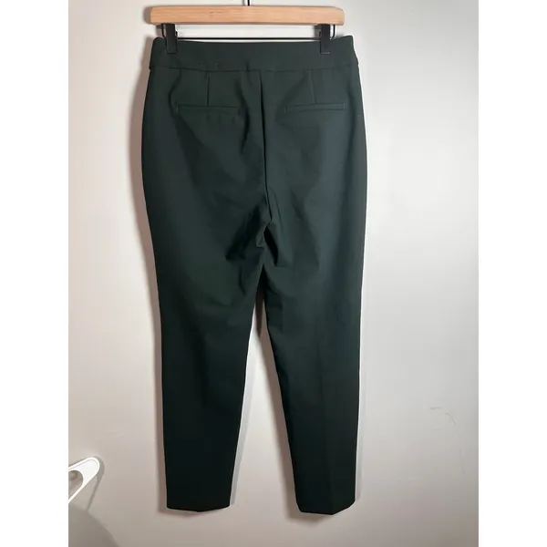 Rachel Zoe Hunter Green Slim Ankle Trousers Gold Button High Rise Pants 6‎ - Image 5