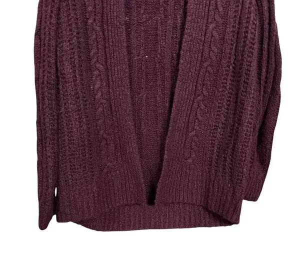 Hollister Womens Sz M Purple Cardigan Cable Knit Open Front Sweater Wool Blend - Image 3