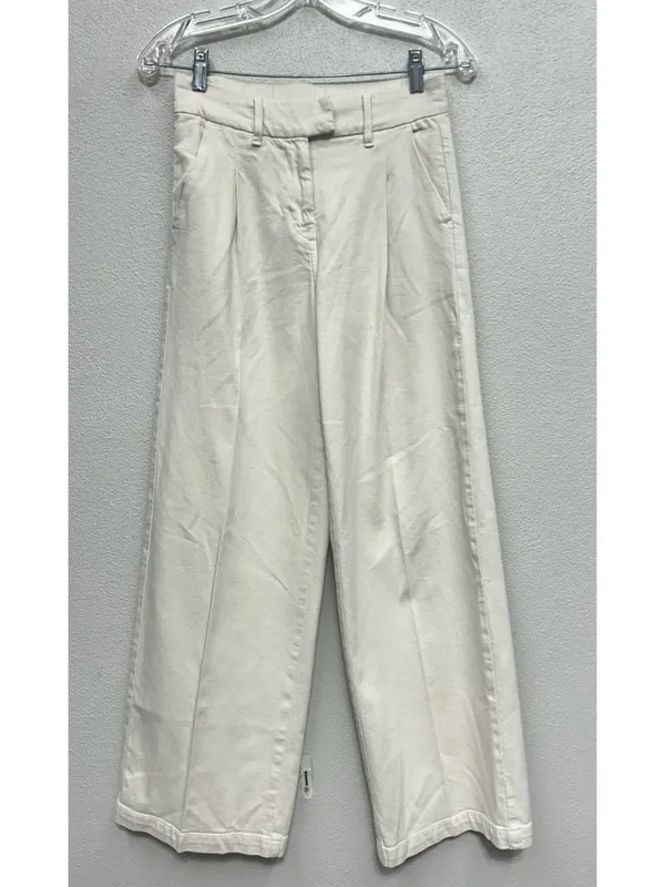 American Eagle Trouser Pants Womens 00 Khaki Wide Leg Pleated Dress Office Work - Image 3