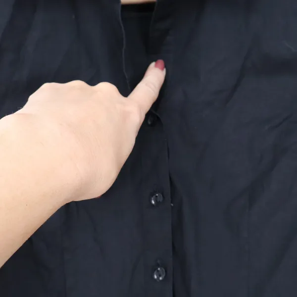 MOJO U.S.A. Button-Down Womens XS Black Long Sleeve Stretch Cotton Excellent - Image 3