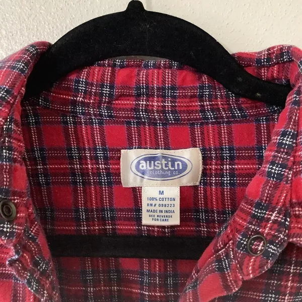 Vintage 90s Red Plaid‎ Outsoorsy Barn Chores Western Cotton Button Up Shirt M - Image 4
