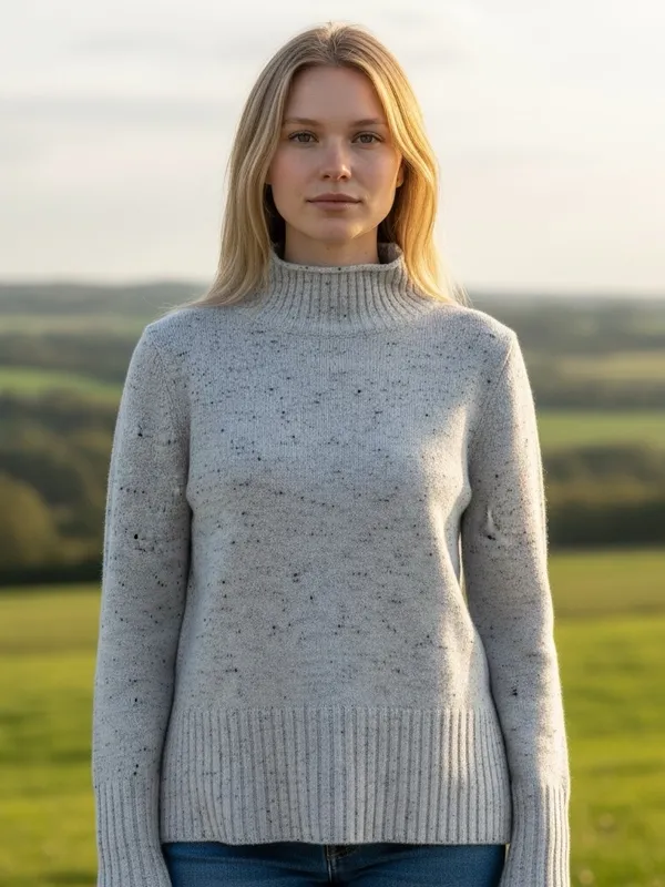 Madewell Gray Nep Merino Wool Blend Mock Neck Rib Knit Sweater Women’s Small Top - Image 3