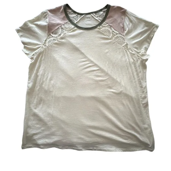 Torrid Super Soft Slub Jersey Crochet Varsity Tee Size 3X - Image 3