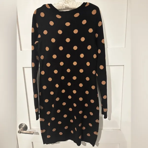 Old Navy‎ Polka Dot Sweater Dress - Black with Brown Dots Size M - Image 7