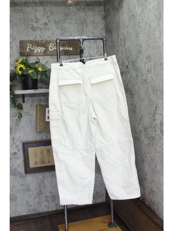 Woolrich X TGT Mid-Rise Barrel Leg Cargo Denim Jean Pants Cream Off White 17 - Image 2