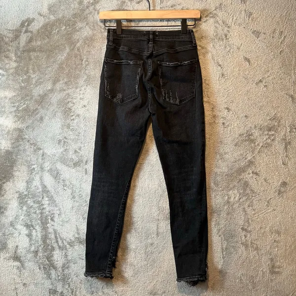 AGOLDE Sophie High Rise Skinny Crop Black Distressed Skinny Size 27‎ - Image 5