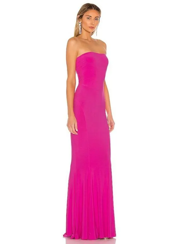 Norma Kamali Strapless Fishtail Gown in Orchid Pink XXSmall Womens Maxi - Image 3