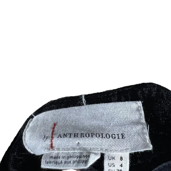 Anthropologie‎ Velvet Solid Wide Leg Pants Black Goth Elegant Size 4 - Image 6