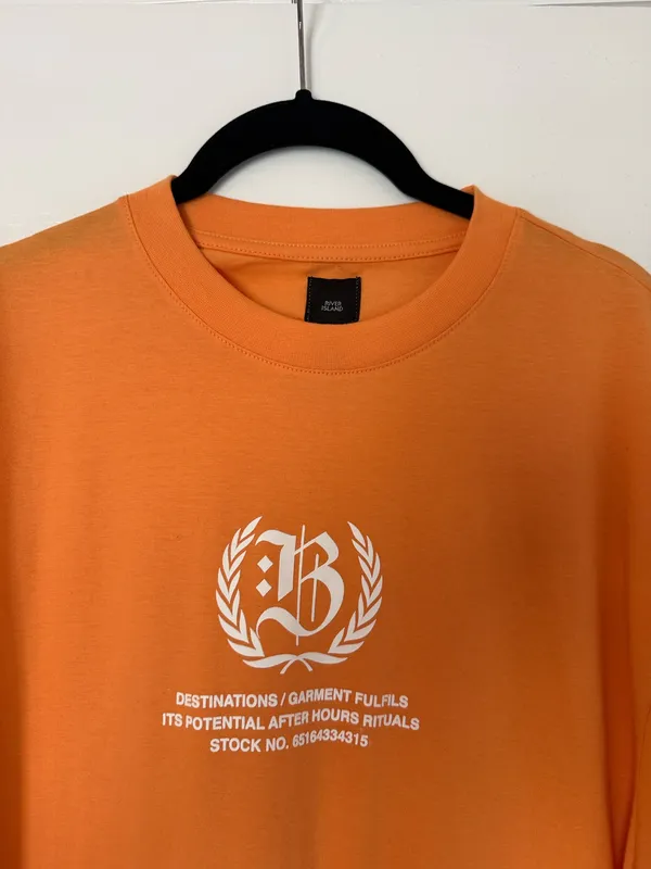 ASOS River Island Orange Graphic Shirt Medium - Image 6