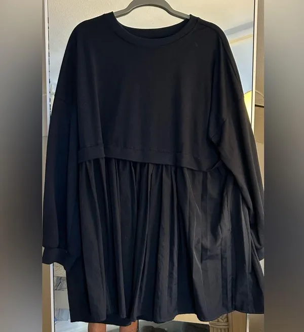 NEW Crew Neck Pullover Oversized Sweatshirt Mini Dress L - Image 5