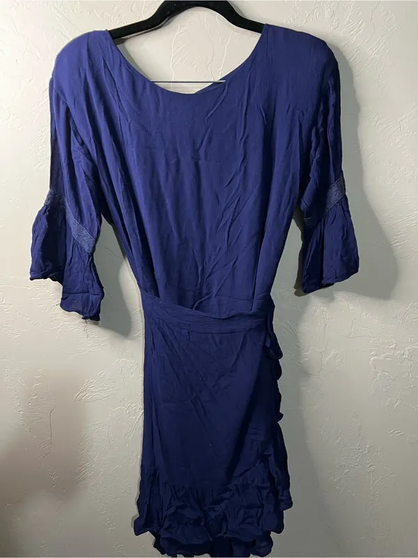 Rebecca Minkoff Wendy Navy Blue Faux Wrap Ruffle Hem Mini Dress - Image 2