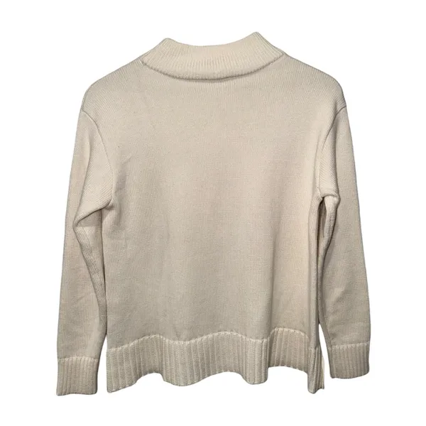 Talbots Cream Ivory Cable Knit‎ Textured Sweater Women Sz S Pullover Mock Neck - Image 2