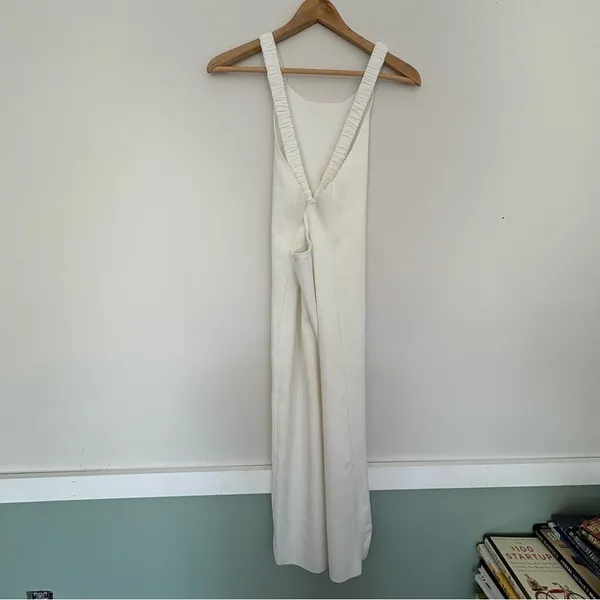 525 America knit elastic cross strap open back midi dress off white Ivory Medium - Image 2