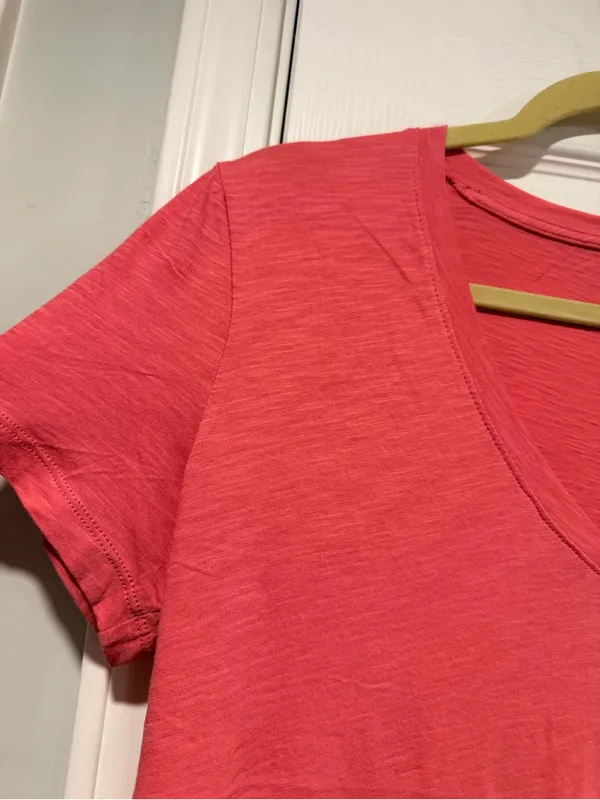 NWOT Madewell Size M Pink V Neck Short Sleeve Lightweight Slub Cotton Top - Image 5