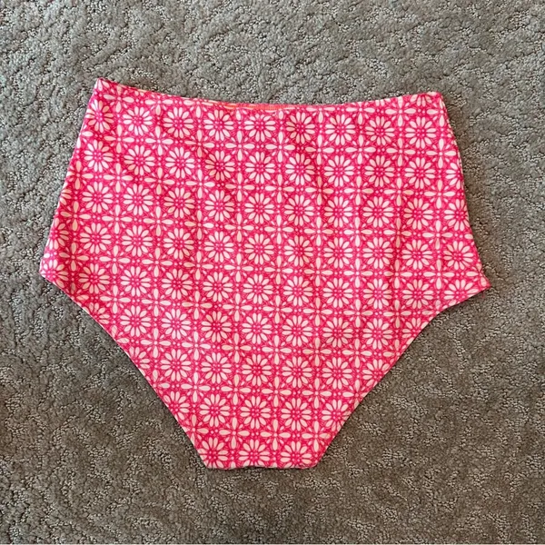 High Waist Hipster Swim Bikini Bottom Coral Pink Medium - Image 5