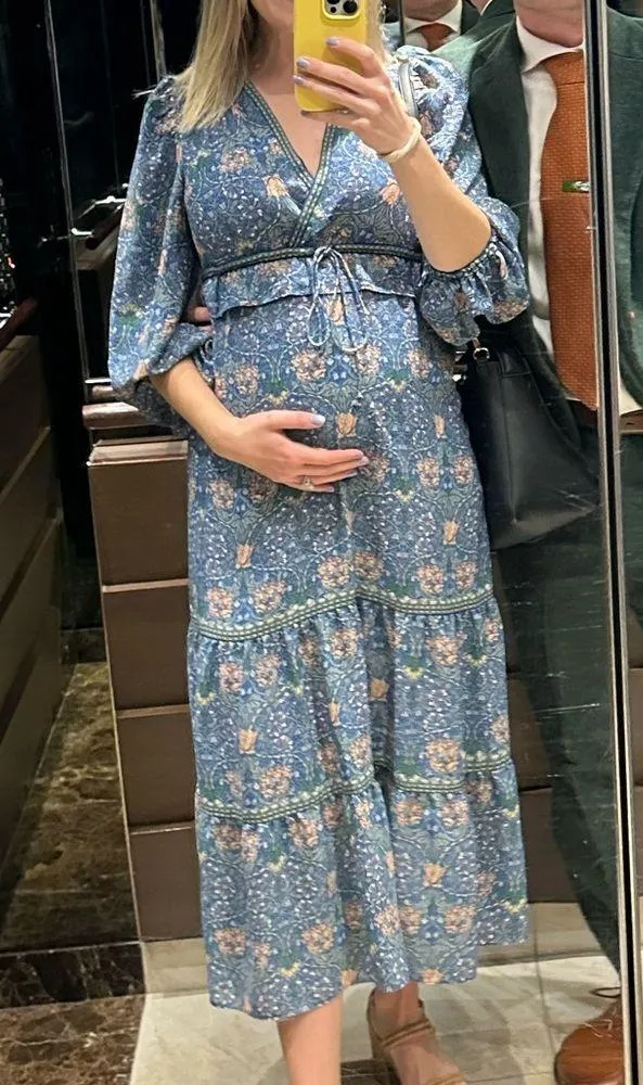 Floral patterned long sleeve dress • size XS • boho style • lightweight & flowy - Image 6