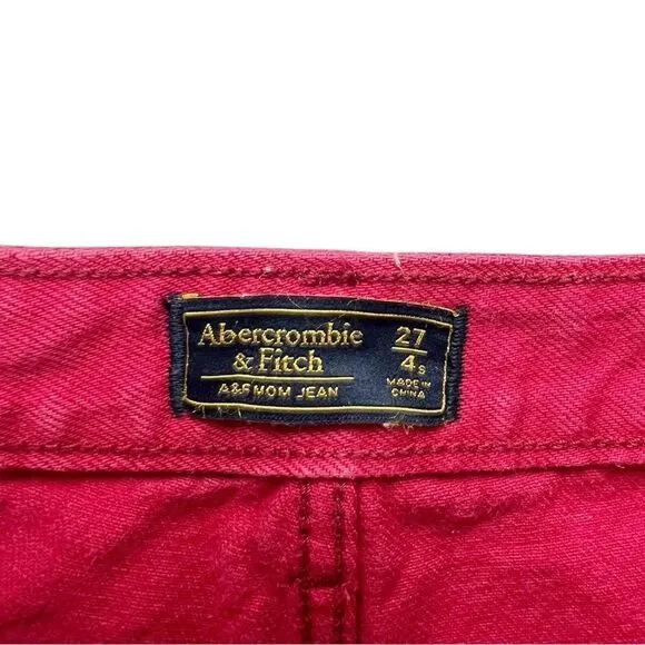 Abercrombie Red A&F Mom Jeans Relaxed‎ Tapered Leg Size 4 Short - Image 6