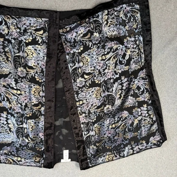 J. Jill Women's S-L Black Burnout Velvet Floral Paisley Kimono Wrap Cardigan - Image 5