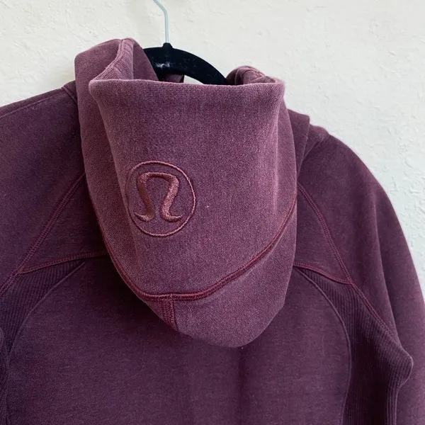 Lululemon zip up Scuba Classic Cotton Fleece Heathered Bordeaux Drama size‎ 4 - Image 10