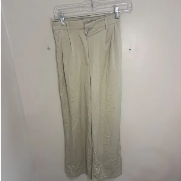 Princess Polly Beige Wide Leg Pleated Trousers High Waisted Tan Pants Size 0 US - Image 2