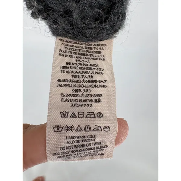 Free People Baltic Fair Isle Knit Sweater Large Gray Alpaca Mohair Blend - Image 7
