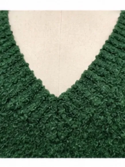Aerie Size Large Green Textured V-Neck Oversized Sweater - Image 6