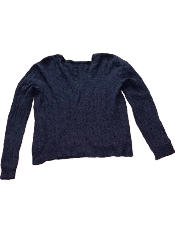 Polo Ralph Lauren Wool Cashmere Cable Knit V-Neck Sweater Navy XL - Image 3