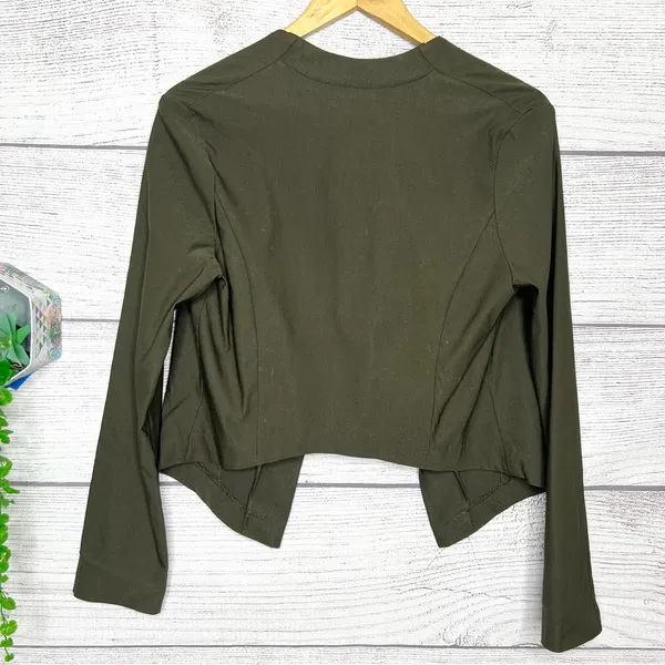 NWT Vintage Wet Seal Y2K Olive Green High Low Cropped Blazer Jacket Size XL - Image 5