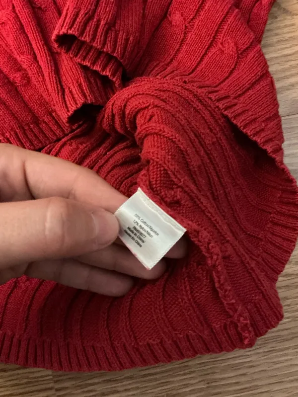 St.John's Bay Red Cable-Knit Crewneck Sweater Size Medium - Image 5