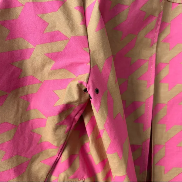Isaac Mizrahi for Target|Pink and Tan Houndstooth Raincoat sz Small - Image 9
