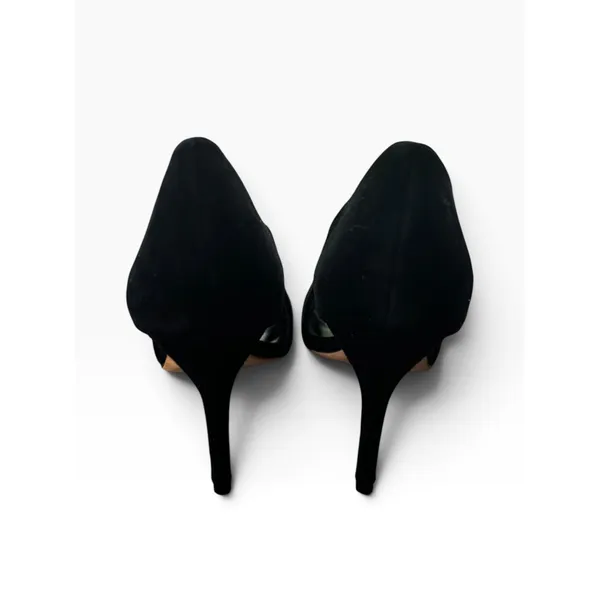 Cole Haan Bethany Open Toe Pump 7 Black Suede d'Orsay Stiletto Heels - Image 4