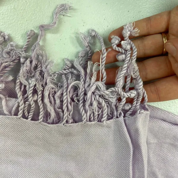 Vintage adult light‎ purple thin knit wrap around scarf fashion basic tassel - Image 2