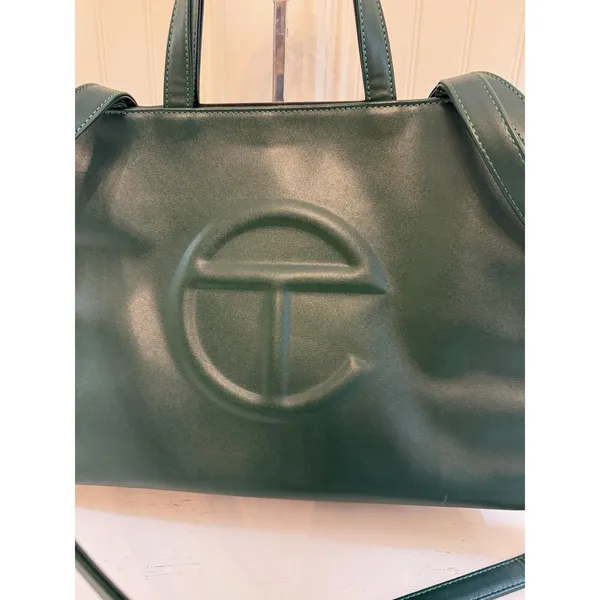 Telfar Shopping Bag Dark Olive Green Vegan Leather - Image 2