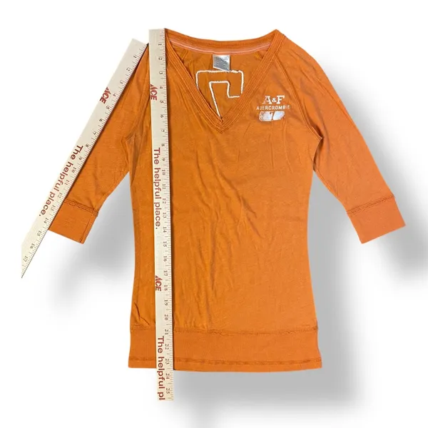 Abercrombie‎ & Fitch Vintage Y2K 3/4 Sleeve Sweater Womens Size S Orange - Image 3