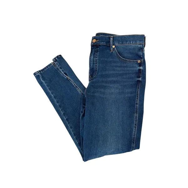 Express Skinny Mid Rise Jeans Medium Wash Ankle Slit Blue Denim 14R - Image 2