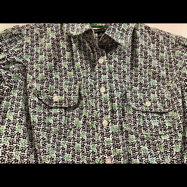 Tommy Hilfiger Floral Short Sleeve Button Down Short Sleeve Blouse Size Medium - Image 8