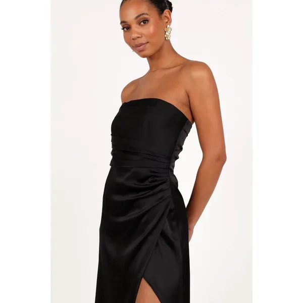 New! Petal & Pup Kara Strapless Stretch Satin Gown Black Size Small - Image 2