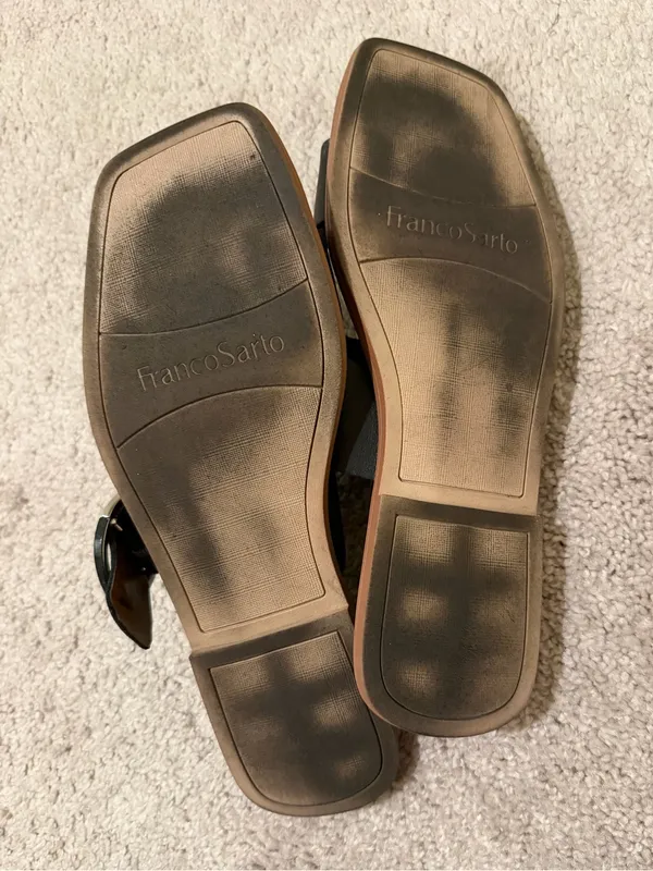 Franco Sarto Black Double-Strap Slide Sandals with Silver Buckle - Image 5
