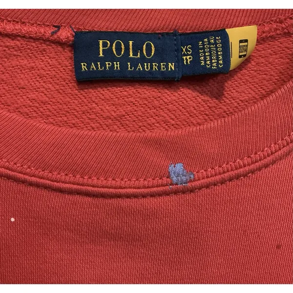 Polo Ralph Lauren Polo Bear Paint Splatter Sweatshirt Red XS S Artist Rare - Image 6