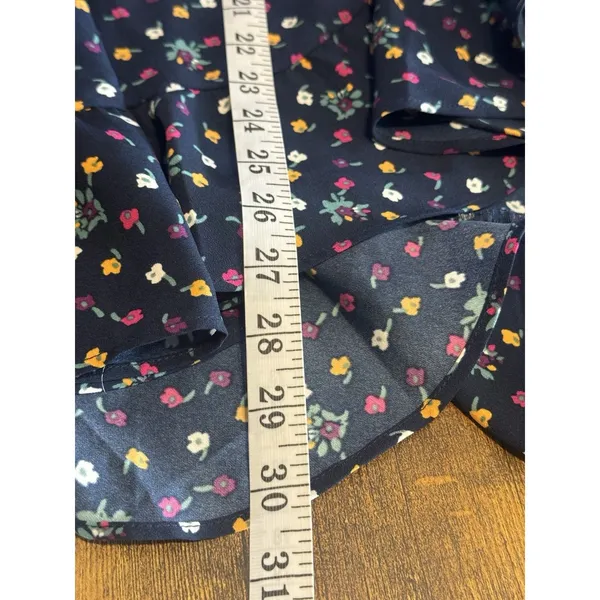 Loft Midi Skirt Large Floral Ruffle Navy Blue Fall Winter Whimsigoth Resort Boho - Image 12