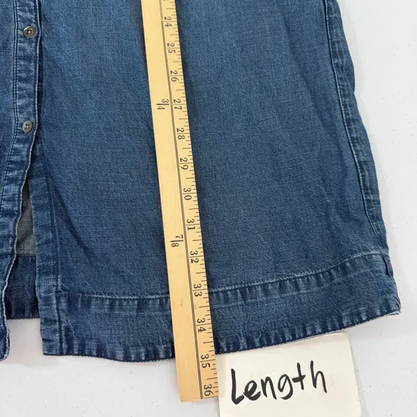 J.McLaughlin Denim Shirt Dress Womens Small Sleeveless Lyocell Linen Blend Blue‎ - Image 12